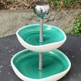 Ferlay Vallauris aperitif server, double in enamelled ceramic, vintage
