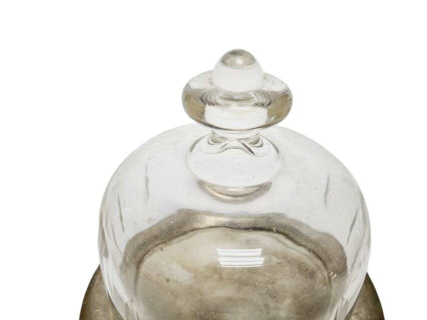 Art Nouveau bowl with crystal cake cover, Germany, 1920s, set of 2