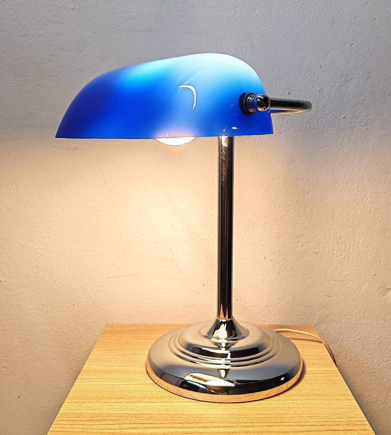 Blue banker's lamp