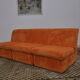 Orange corduroy Modular sofa from the 70's, 3 pieces