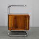 Restored Bauhaus chrome and walnut nightstand, Czechoslovakia 1940s