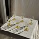 Set of 6 vintage yellow stemmed glasses: consisting of 4 large and 2 small.