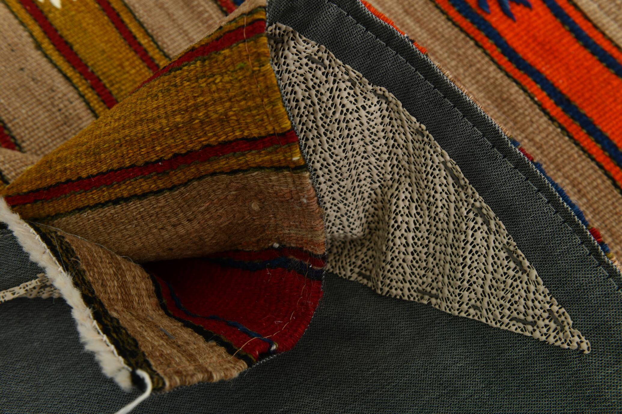 Kilim Mid Century Modern Red & Blue Vintage Rug, 151x244Cm
