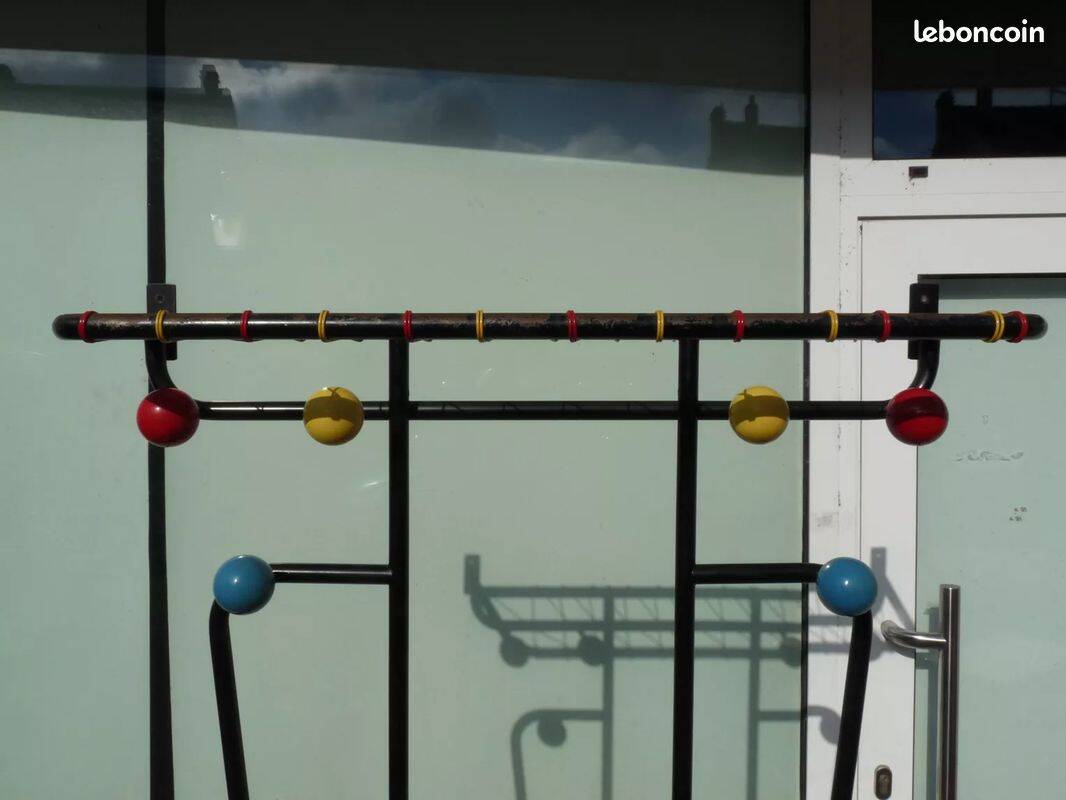 1960s wall-mounted coat rack with colored balls