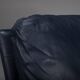 Danish teak and navy blue leather 2-seater sofa from Komfort, 1970s