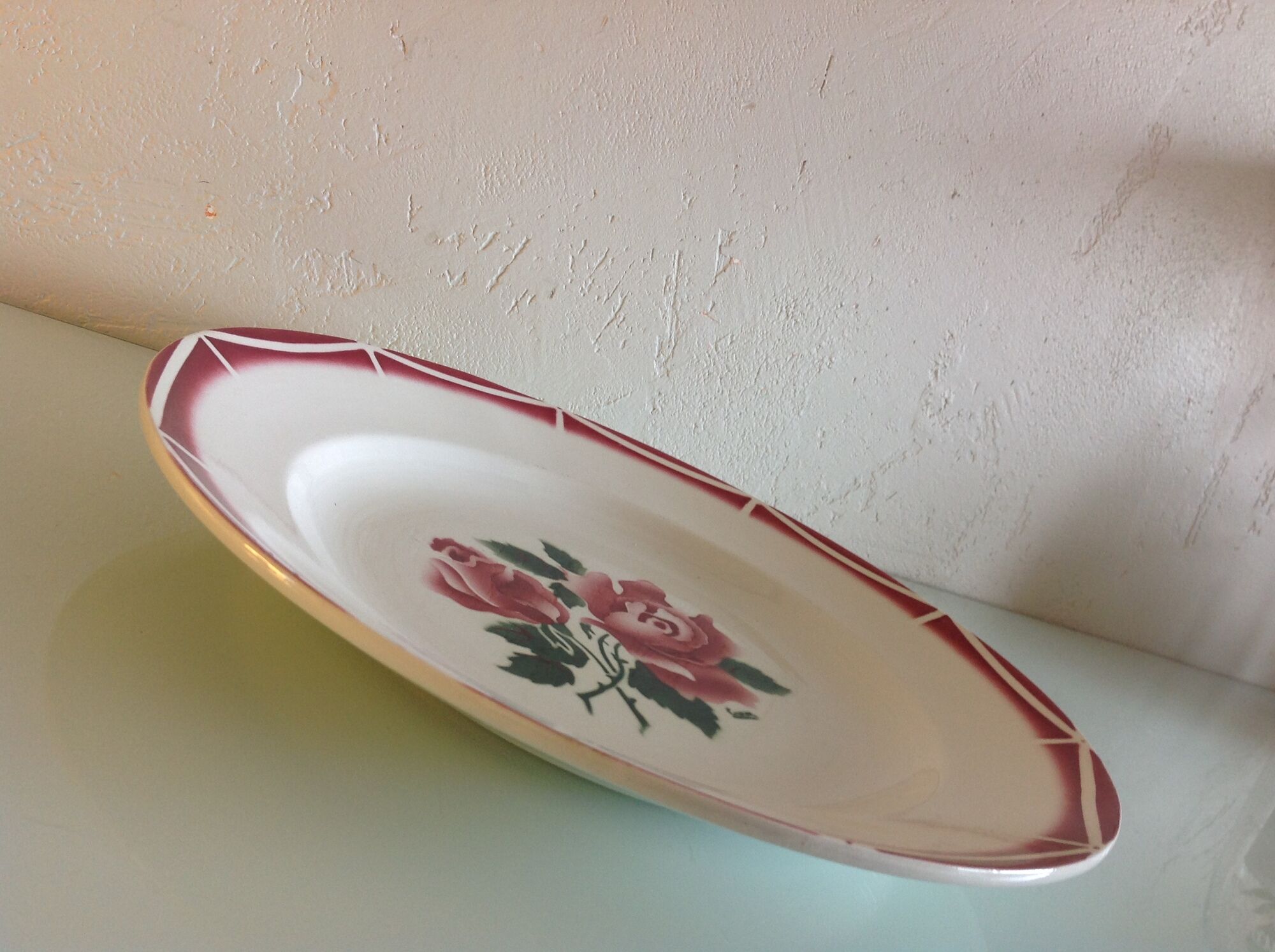 Round dish decor Cibon des faienceries de Sarreguemines and Digoin / vintage 60s