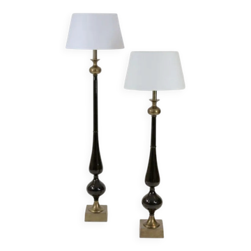 Pair of Floor Lamps in Black and Gold, The Netherlands — 1990s