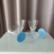 Set of 4 Vintage Frosted Blue & White Cocktail / Water Glasses