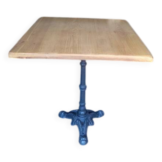 Vintage bistro gueridon table 65/65 cm wood and cast iron