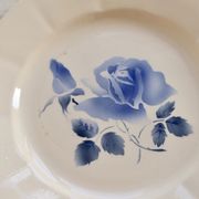 Vintage ironstone plate from Digoin – Blue rose pattern