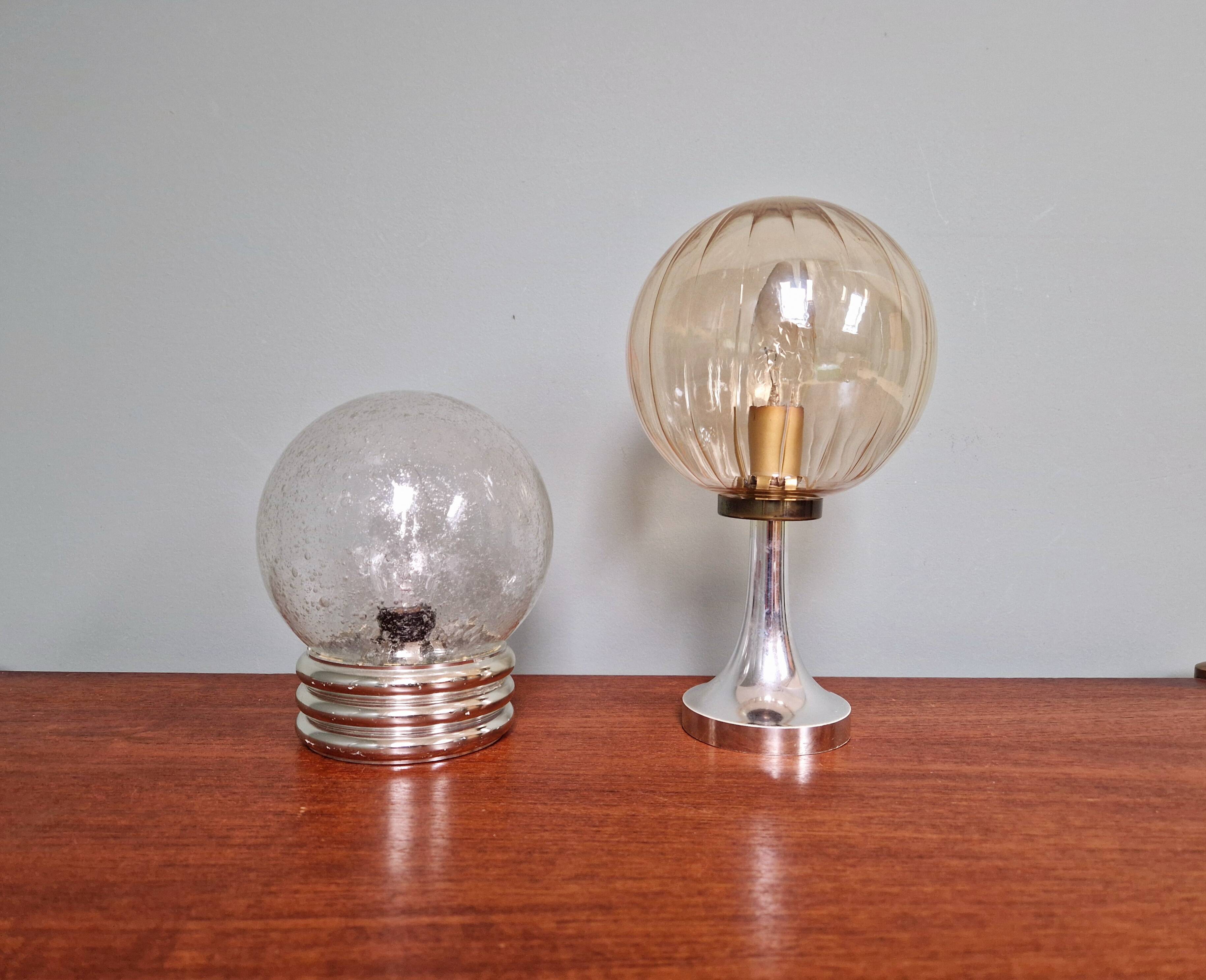 Lampe de table en verre ambré, style Space Age, années 70