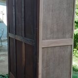 Armoire à glaces 2 portes 1 tiroir style art déco Chêne bois brut