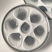 6 assiettes à huîtres Moulin des Loups blanc et gris