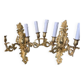 Pair of gilded bronze wall sconces
