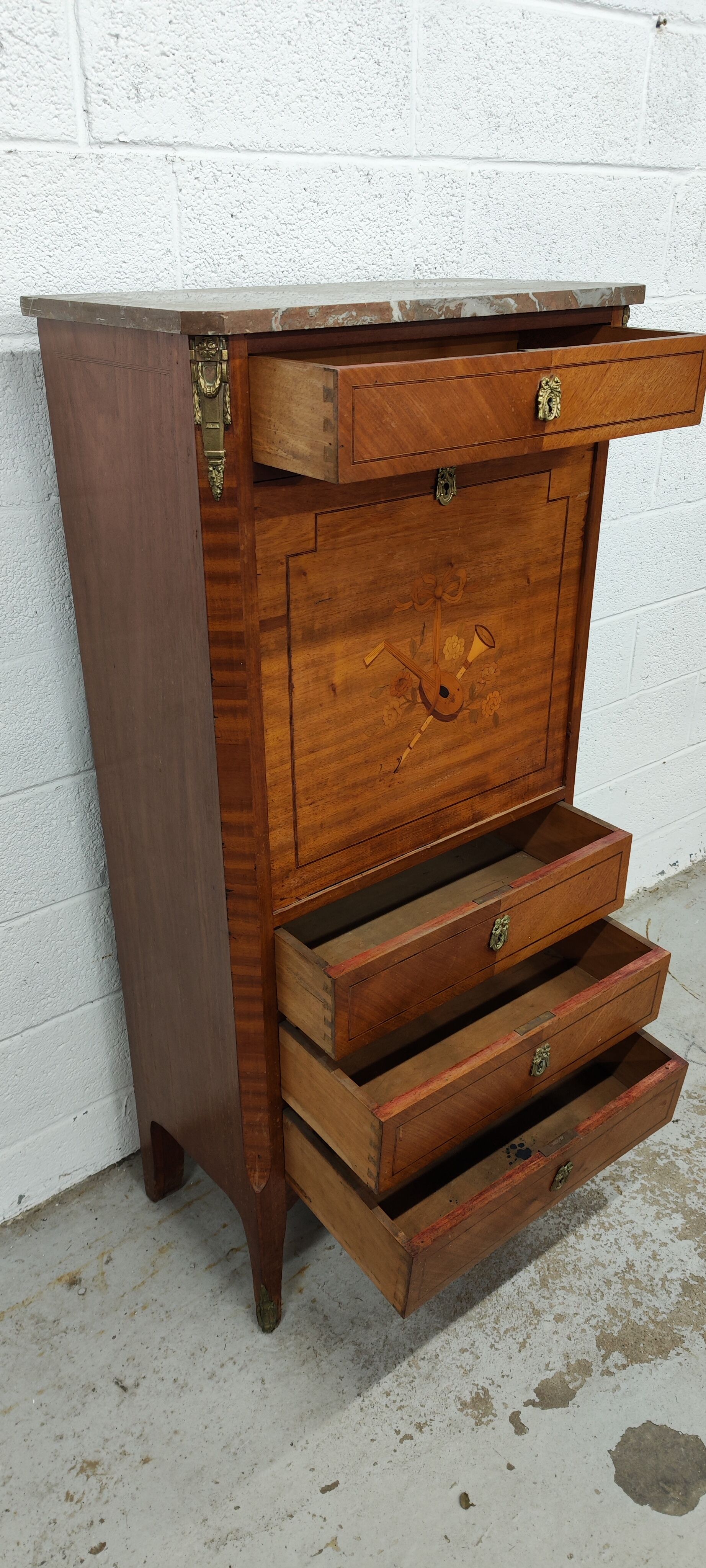 Former secretary marquetry and gilded bronze fittings