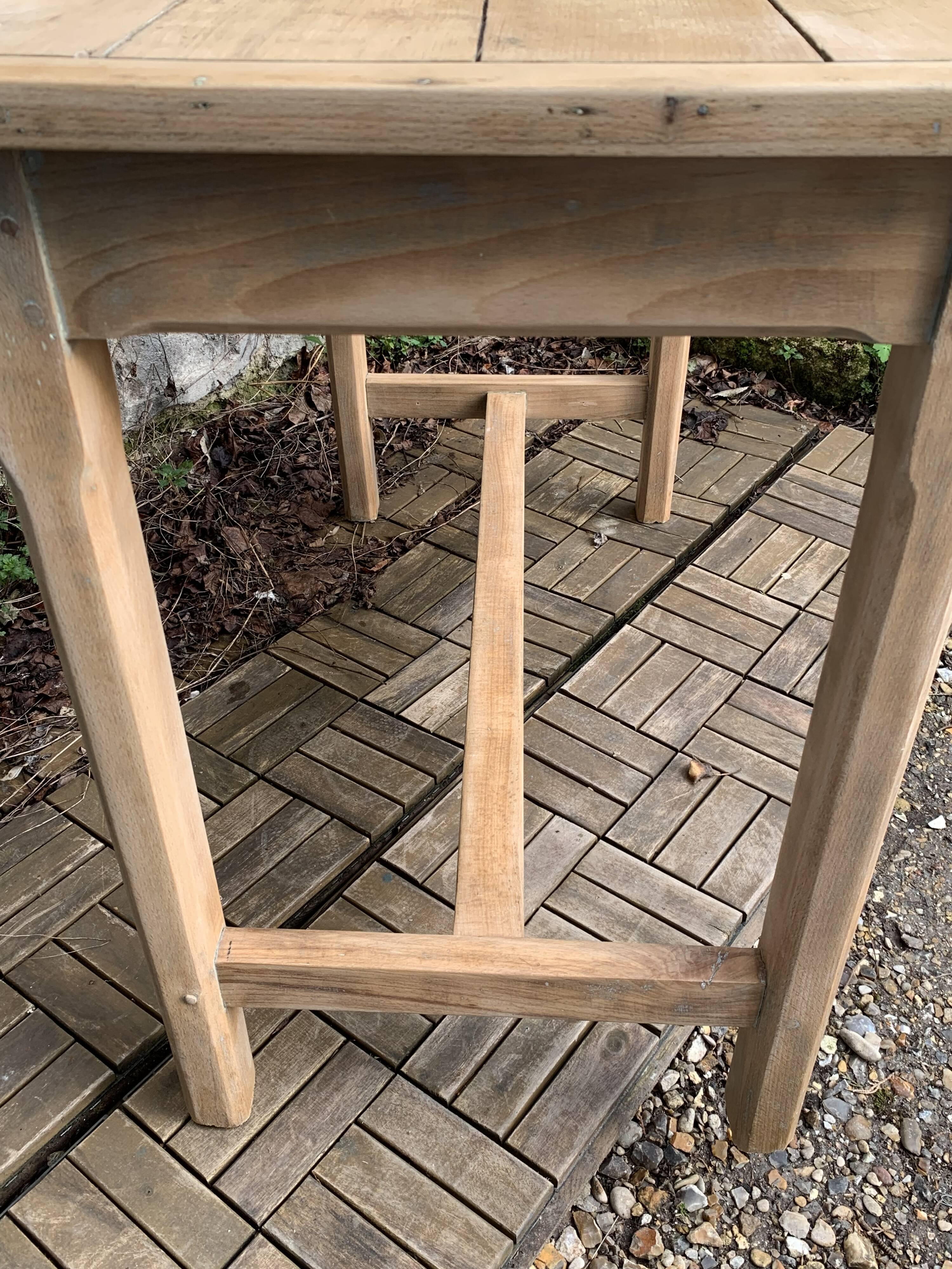 Art Deco farmhouse table in raw wood
