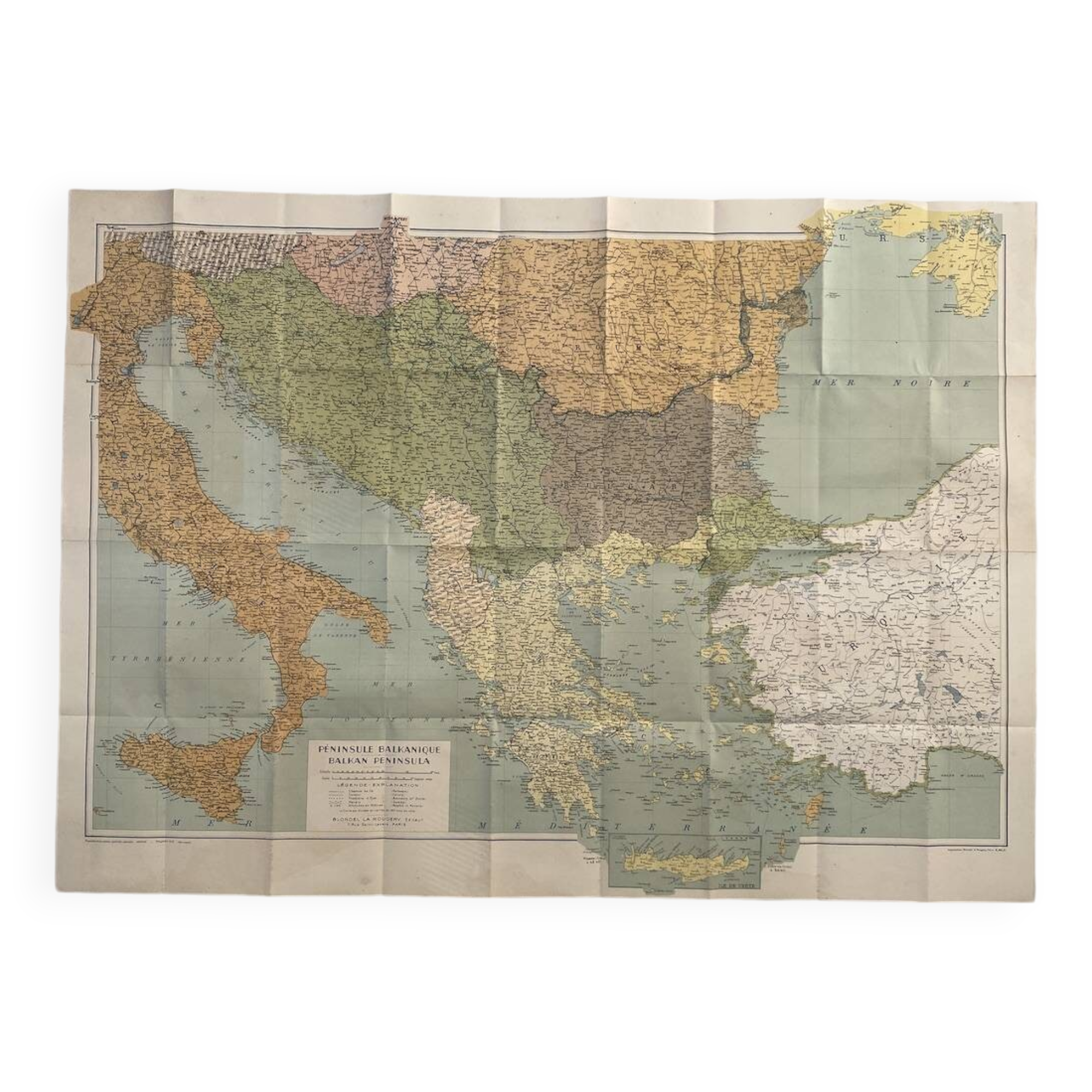 Map of the Balkan Peninsula from the 1940s