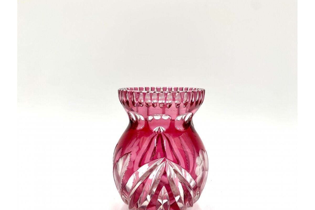 Crystal pink vase, Poland, 1960s