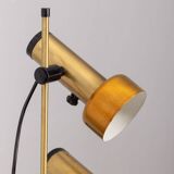 Lampadaire vintage années 70 en laiton doré à deux lumières design italien
