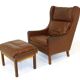 Scandinavian leather armchair, Denmark, 1960