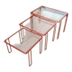 Red tubular nesting tables, 1970s, Set of 3