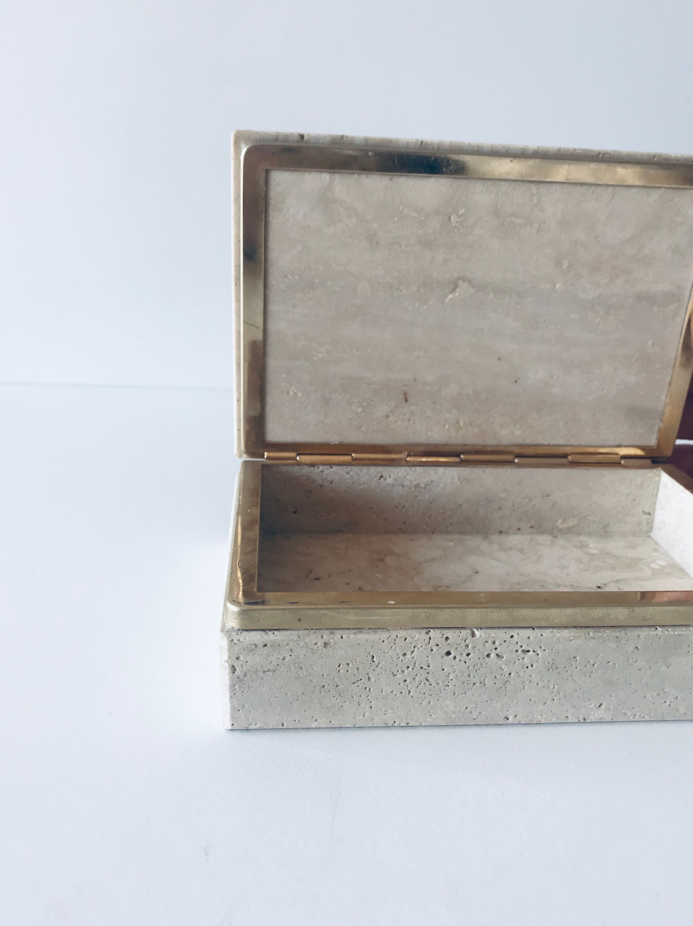 Travertine and brass box