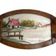 Art Deco, painted glass top, wooden frame, signed Dope, circa 1930