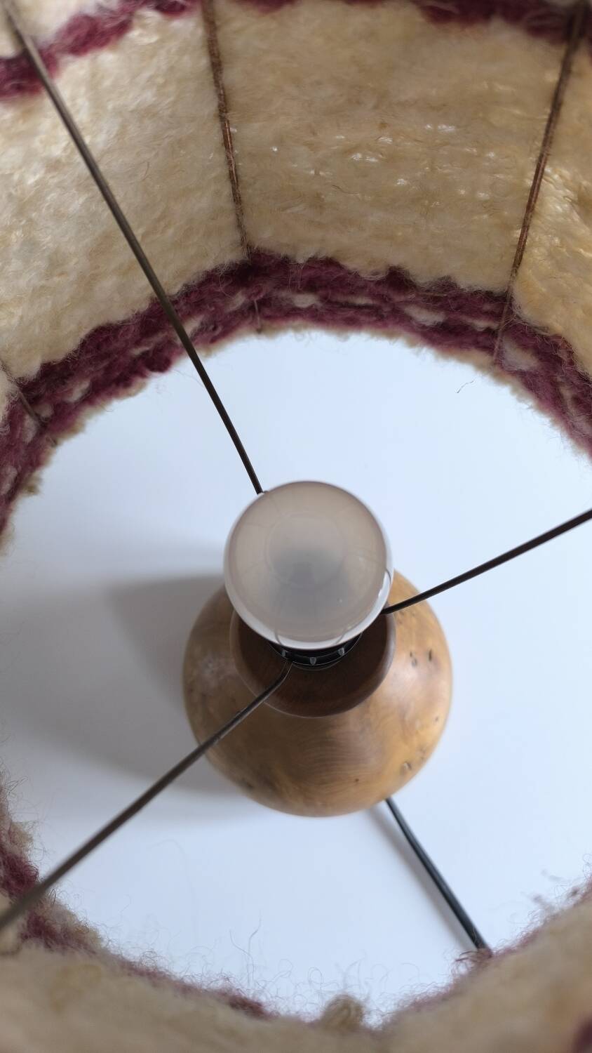 1950s burl wood table lamp