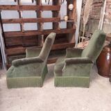 Fauteuils anglais vert olive