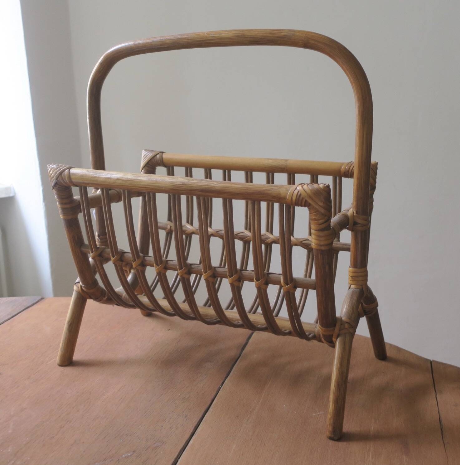 Mid century bamboo magazine rack, 1960s