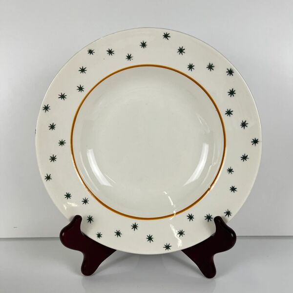 6 assiettes creuses Gien, création Primefleur, modèle ''Constellation'', 1950
