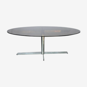 Smoked glass oval table for Roche Bobois year 70