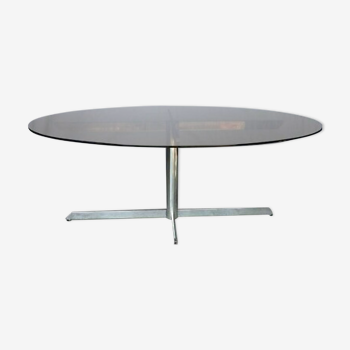 Table ovale verre  fumé pour Roche Bobois année 70