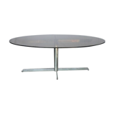 Smoked glass oval table for Roche Bobois year 70