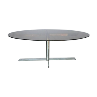 Smoked glass oval table for Roche Bobois year 70