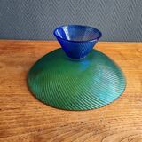 Vintage Glass Blown Fruit Bowl – Blue and Green Design Centrepiece