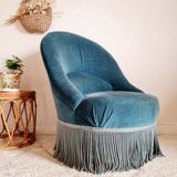 Blue velvet toad armchair