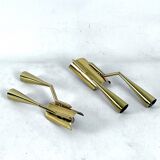 Mid-Century Modern pair of brass Oscar Torlasco attributable sconces. Italy 1950s