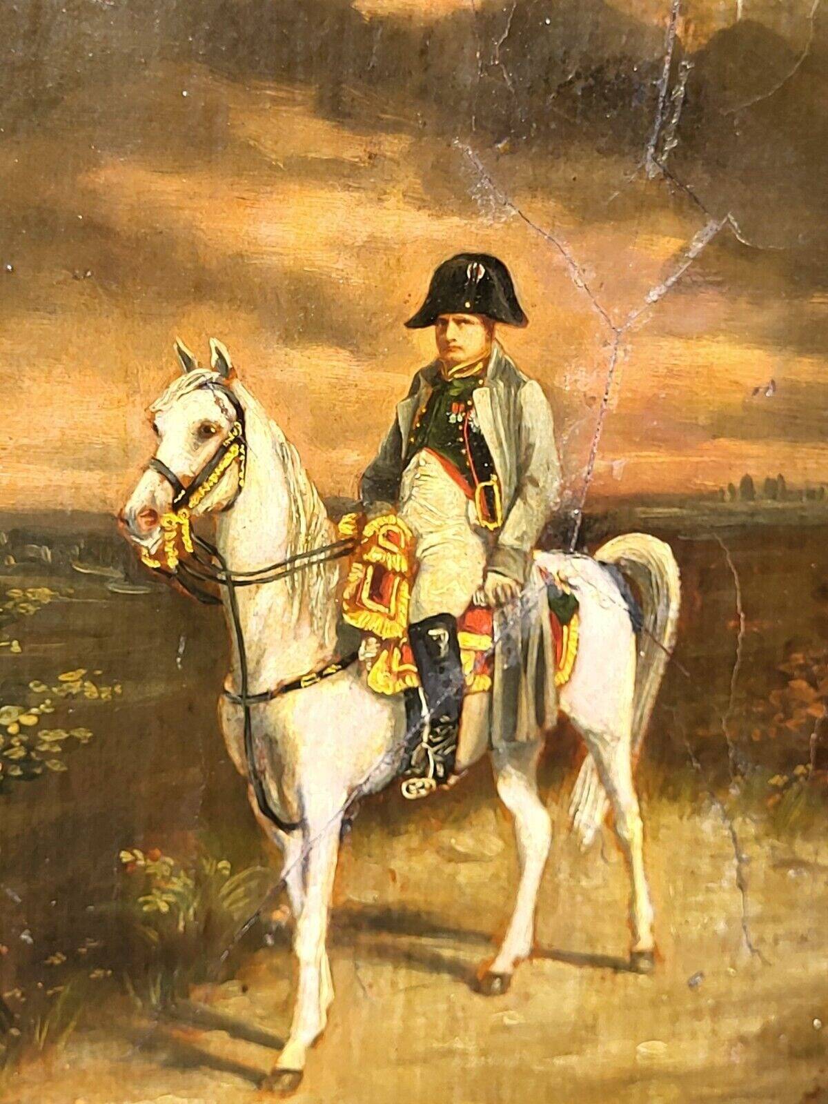 Peinture à l'huile sur toile représentant Napoléon