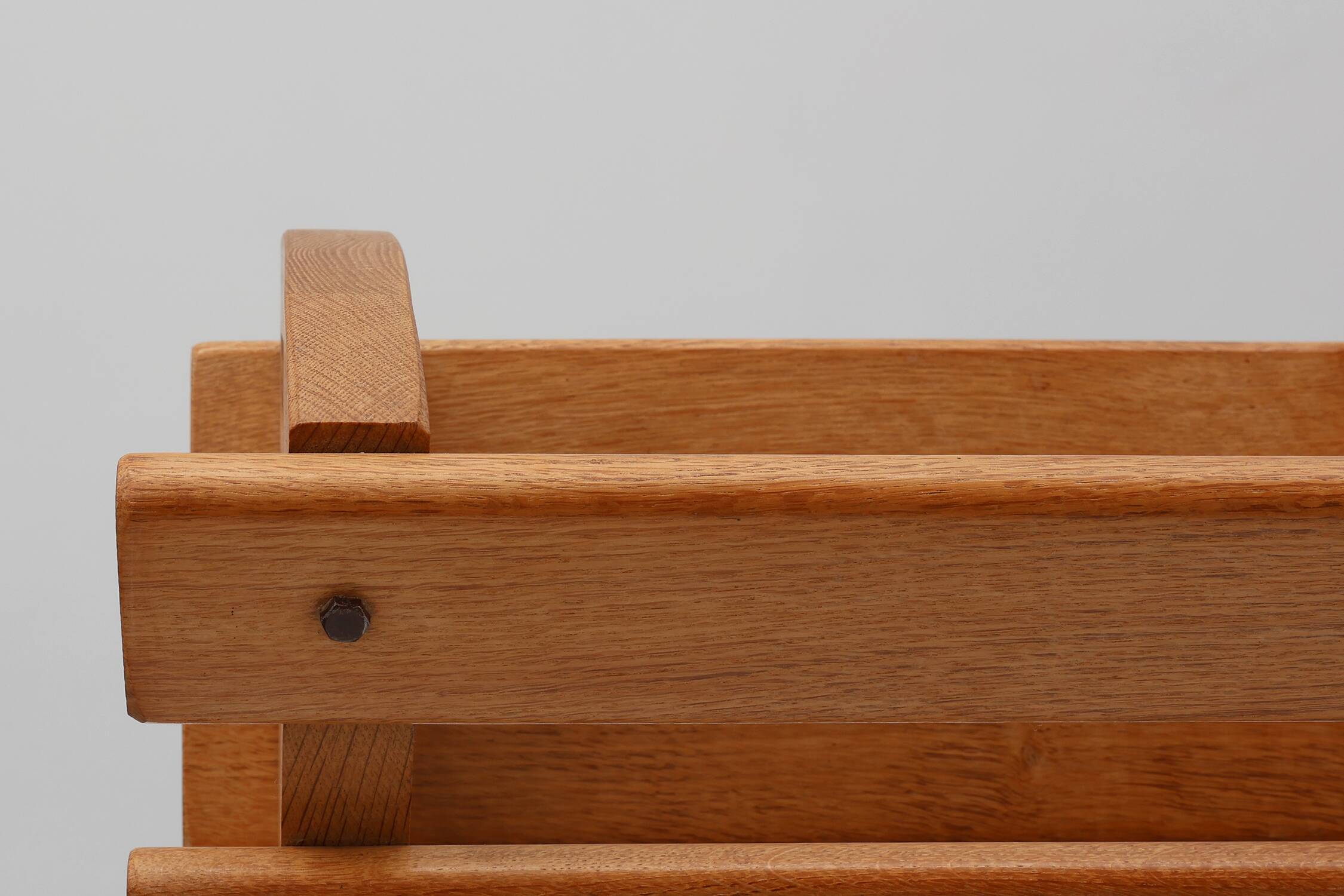 Mid-century Magazine Rack in full oak, France 1960s