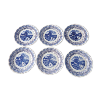 6 assiettes plates english landscape