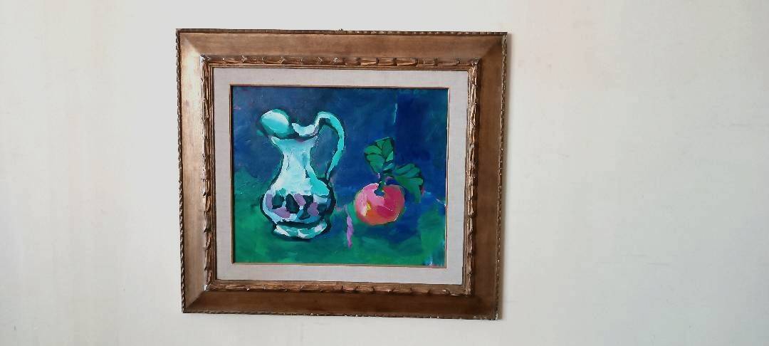 Still life painting 1965 signed Barbero oil on canvas