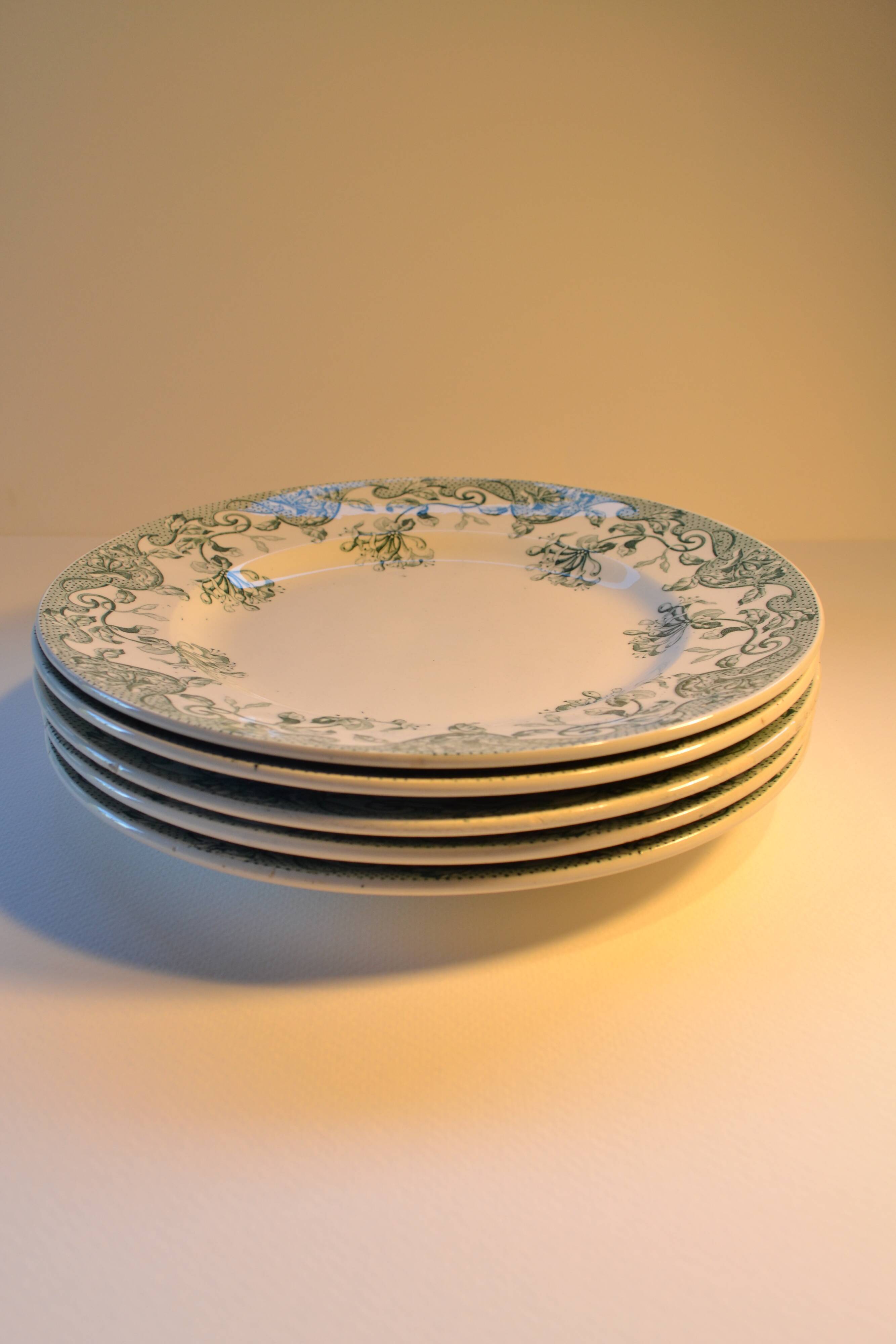 Set of 5 plates Earth iron décor Honeysuckle