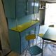 Buffet in blue and yellow formica
