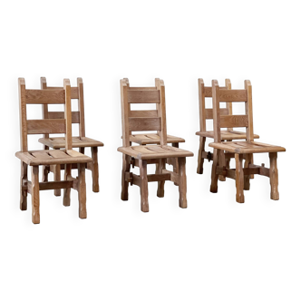 Brutalist french wooden chairs