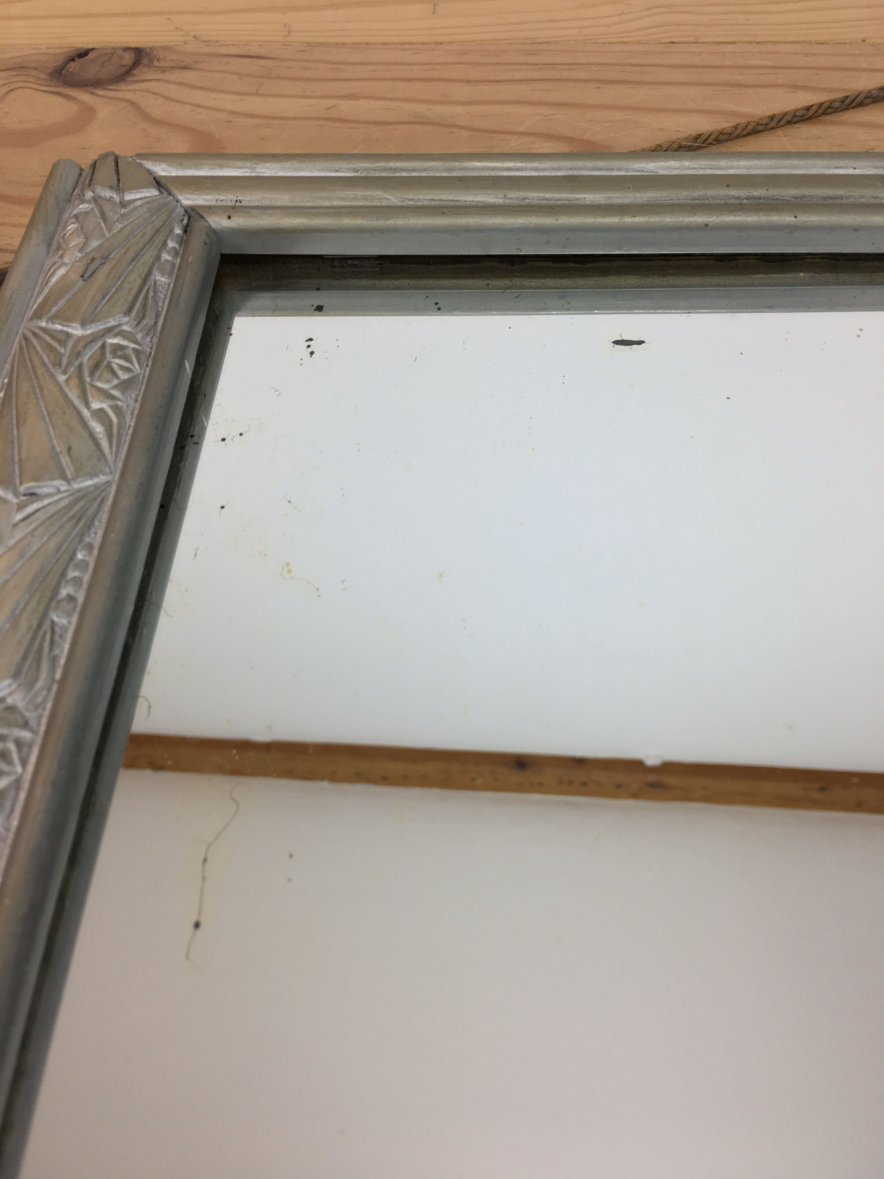 Silver wooden mirror 53x34 cm Art Deco style