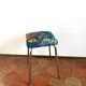 Vintage stool - Upcycling - tapestry - Romy green