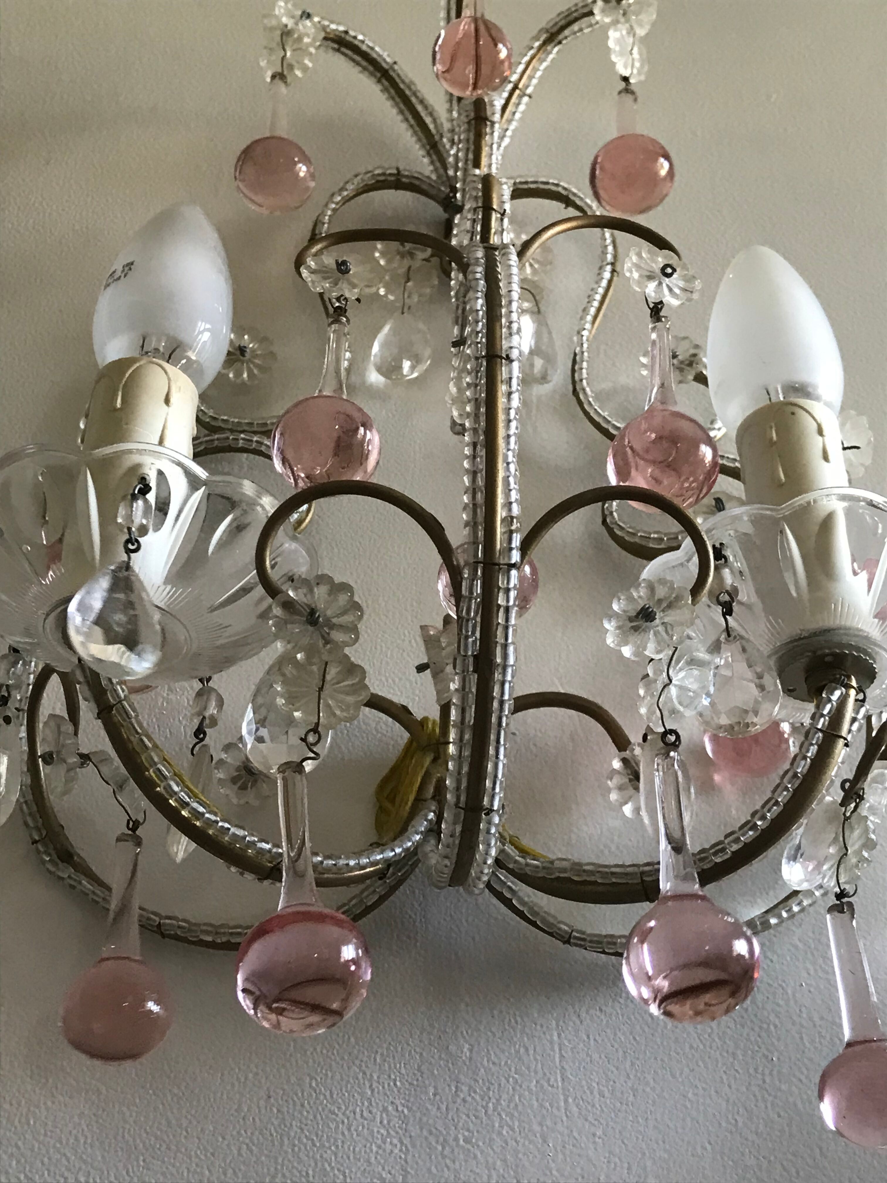 Pairs of Murano crystal wall lamps 1940