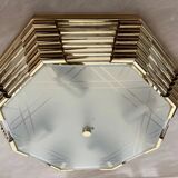 Midcentury brass/glass ceiling lamp/flush mount or wall lamp, 1960s