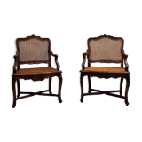 Pair of armchairs with cane bottom of epoch regence xviiieme